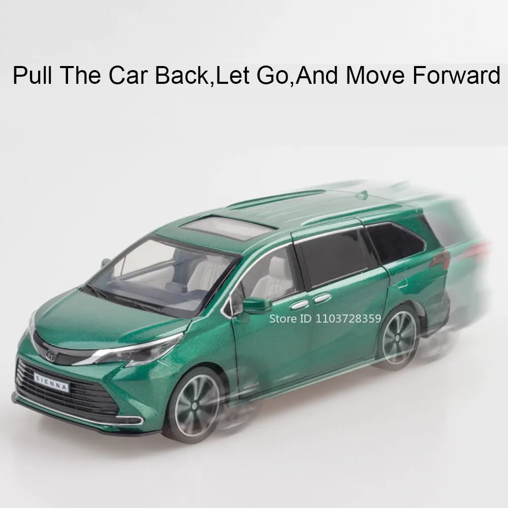 1:24 스케일 시에나 RAV4 장난감 모델 자동차 합금 다이캐스트 사운드 라이트 도어 오픈 풀백 프론트 휠 스티어링 어린이 교육용