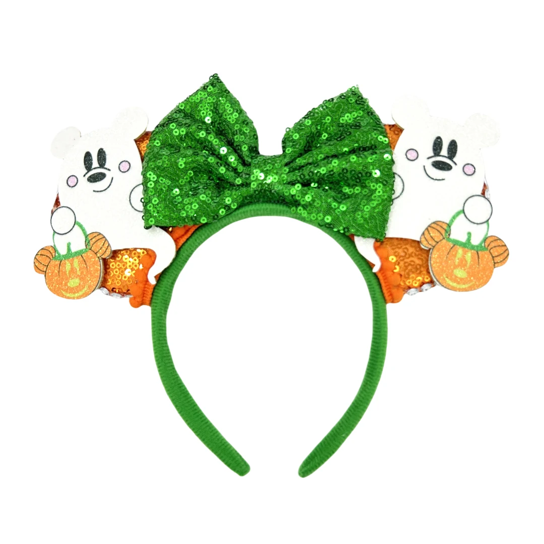 Mickey Mouse Headband Bat Pumpkin Sequin Bow Halloween Sequins Ears Hairband Festival Party Cosplay Girl Wonman Hair Accessories