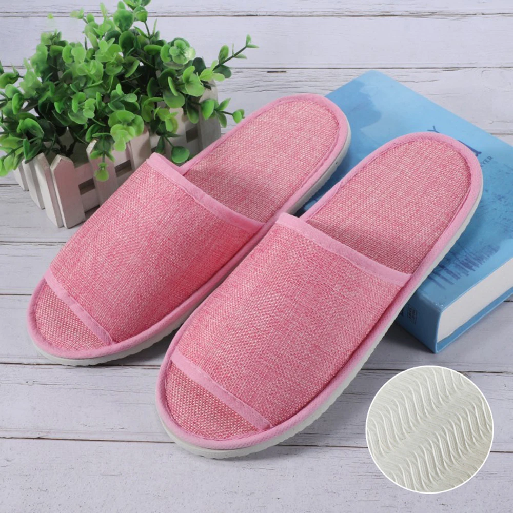 New Home Slippers Women Linen Flip Flop Hotel Travel Disposable Slippers Non-slip Unisex Lovers Flat Shoes Indoor Bedroom Shoes