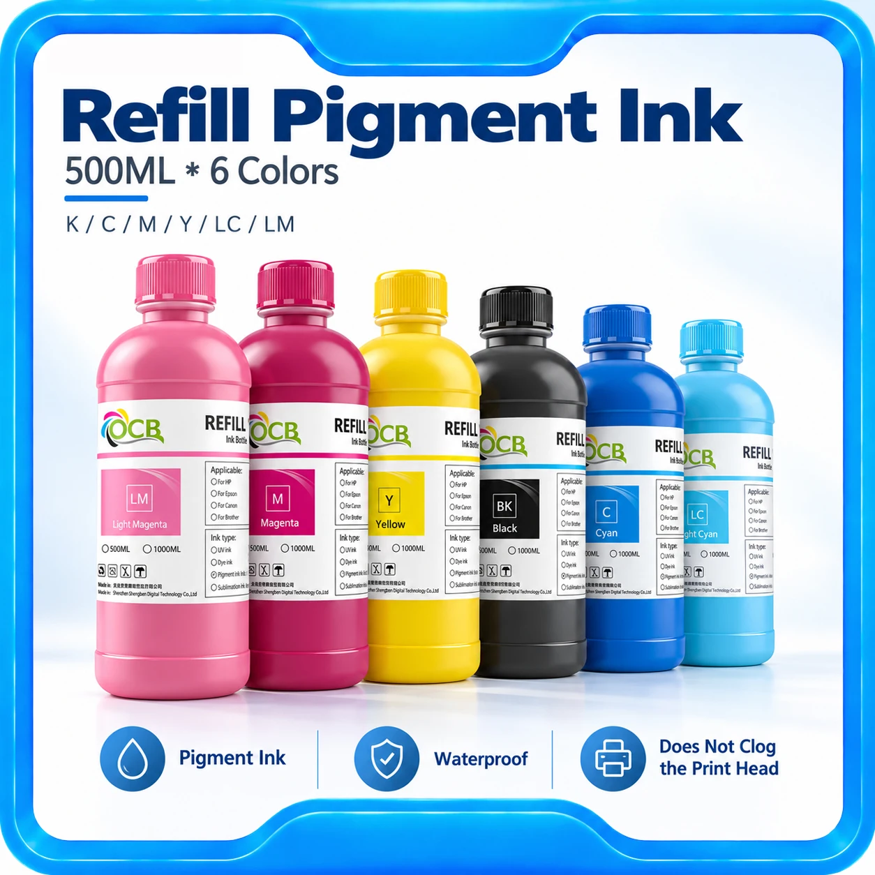 500ML/Bottle I3200 Pigment Ink for Canon I3200 Printer Inks Vivid Pigment Waterroof Office Printing Photo Printing