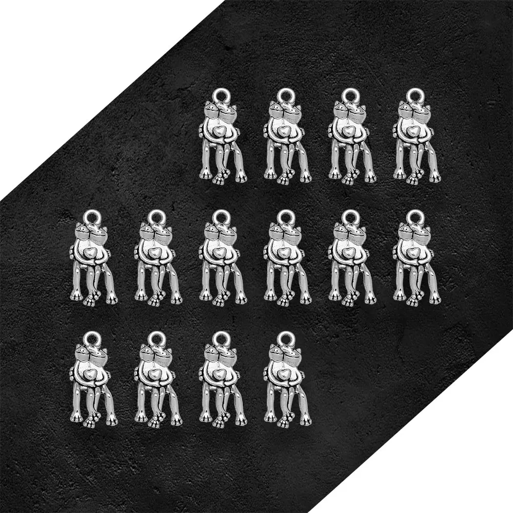 30pcs/lot--24x10mm Antique Silver Plated Frog Charms Lover Pendants DIY Necklace Supplies Jewelry Making Finding Accessories