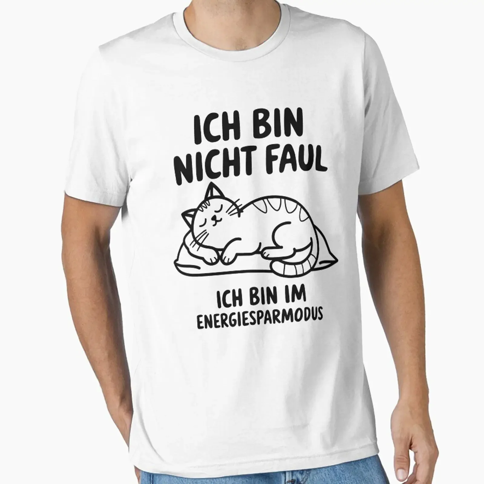energy saving mode cats designed and sold by hanneshannes02 vintage Washed streetwear homme Breathable Soft graphic Unisex