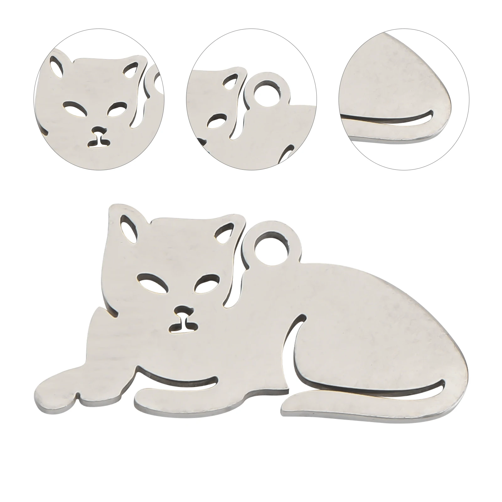 

10 Pcs Steel Cat Shape Pendant DIY Accessories Home Decor H made Necklace Bracelet Cat Pattern Decoration Safe Material