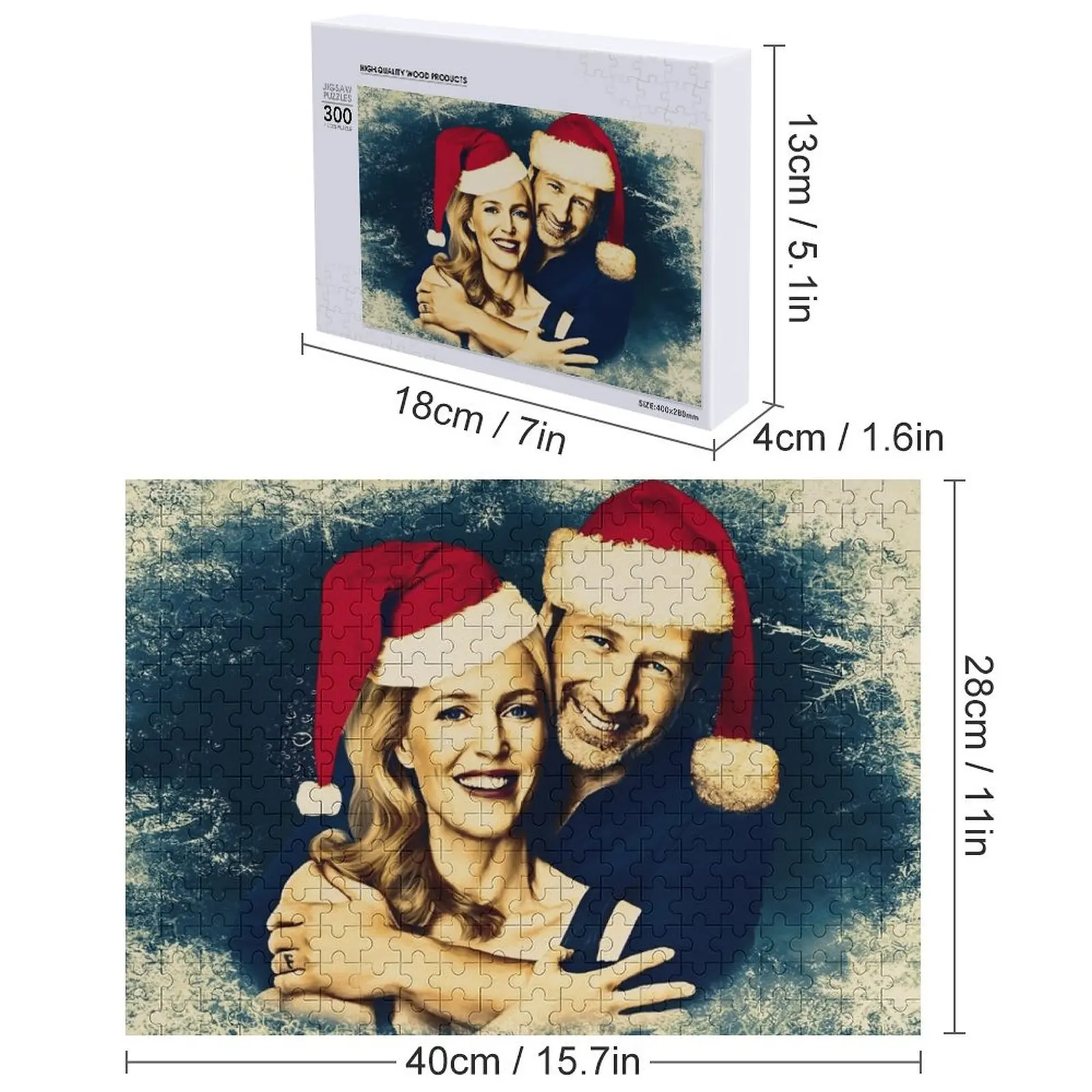 Puzzle Gillian i David - edycja świąteczna, prezent na zamówienie, personalizowany prezent, puzzle dla par, dla dzieci