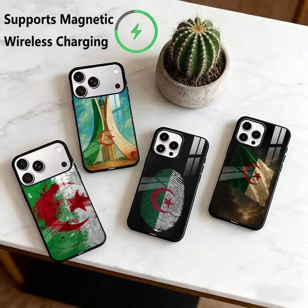 

Flag of A-Algeria Phone Case For iPhone17,16,15,14,13,12,11 Plus,Pro Supports Magnetic Wireless Charging