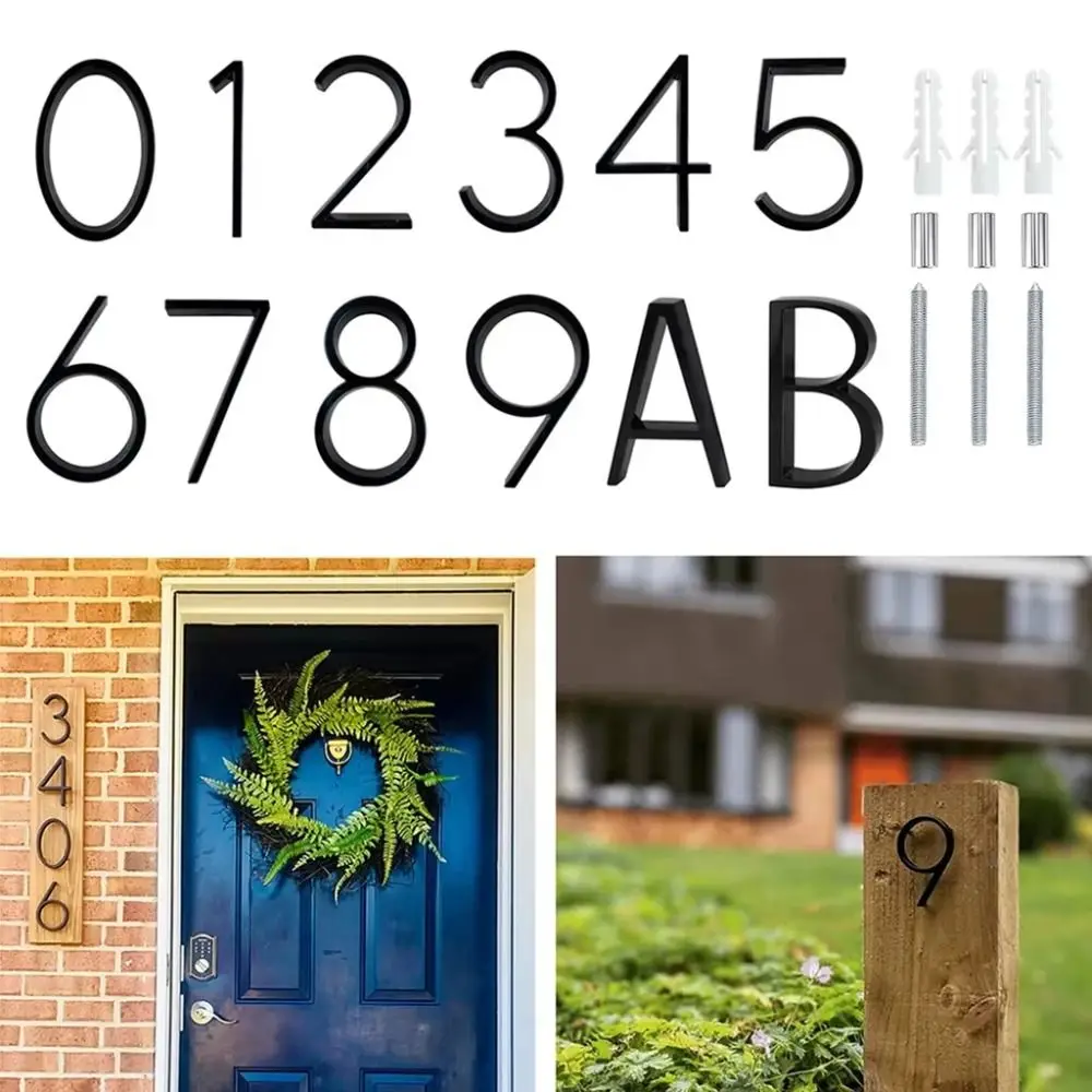 5inch House Door Number Outdoor Metal Black Alphabet Letter Mailbox Number Doorplate for Office Apartment Modern Home Decor