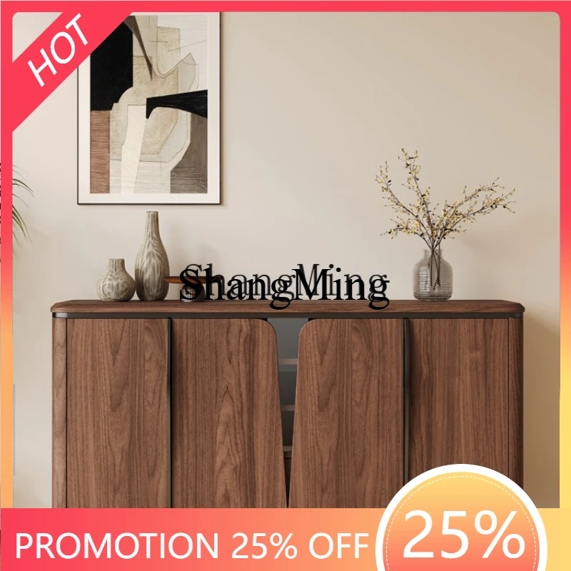 

SM Home Light Luxury Walnut Side Cabinet Medium Antique Storage Cabinet Villa Home Locker