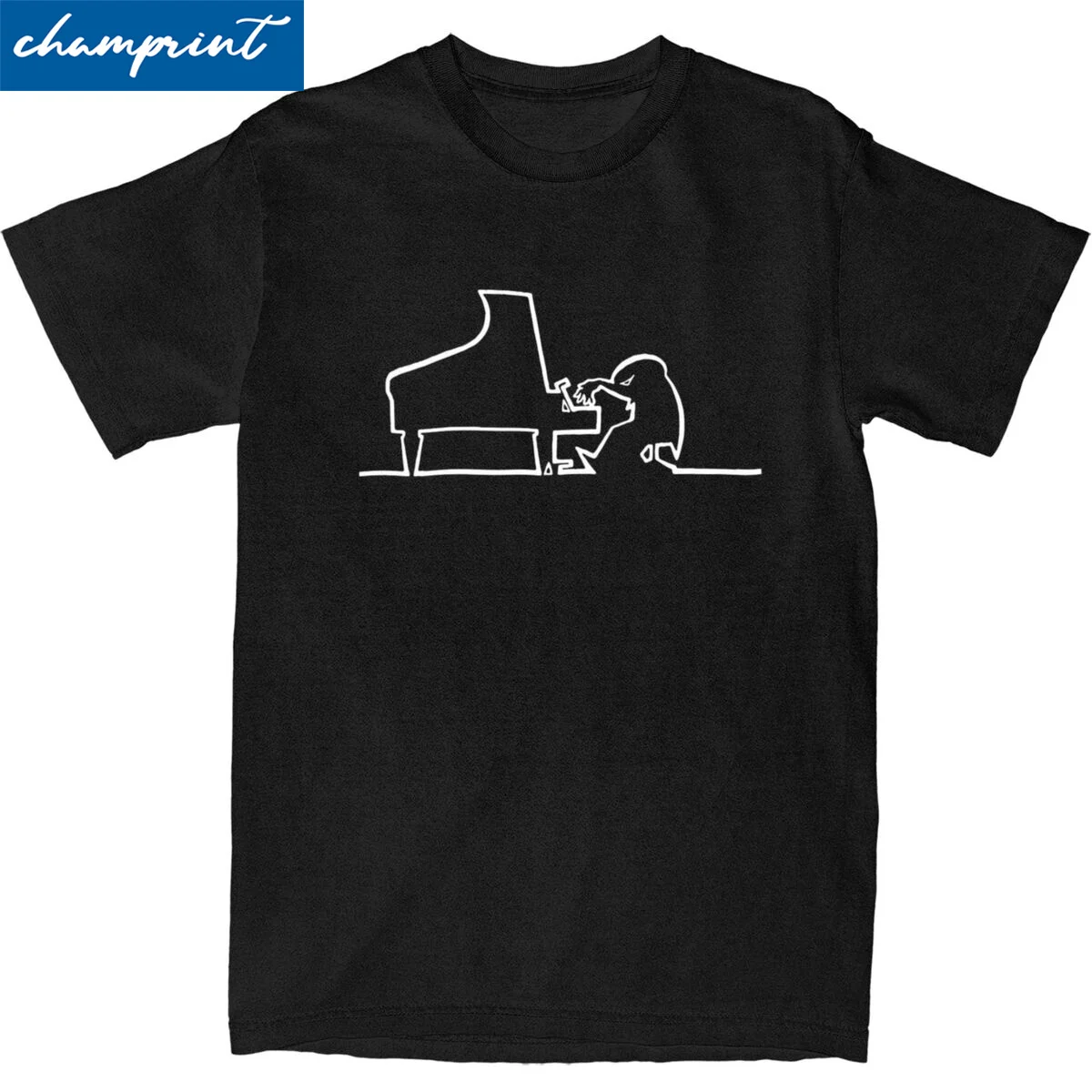 Men Women's La Linea Play Piano T Shirt Badum Badum Linus Lineman Streken Pure Cotton Tops Humor Short Sleeve Tees Gift Idea