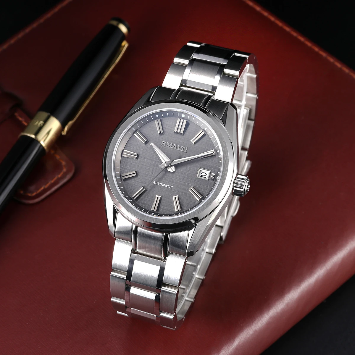 RMALTI NH35 Men\'s Watches Automatic Mechanical Business Watch Luxury Sapphire 10 Bar Date Quality Linen Luxury Class