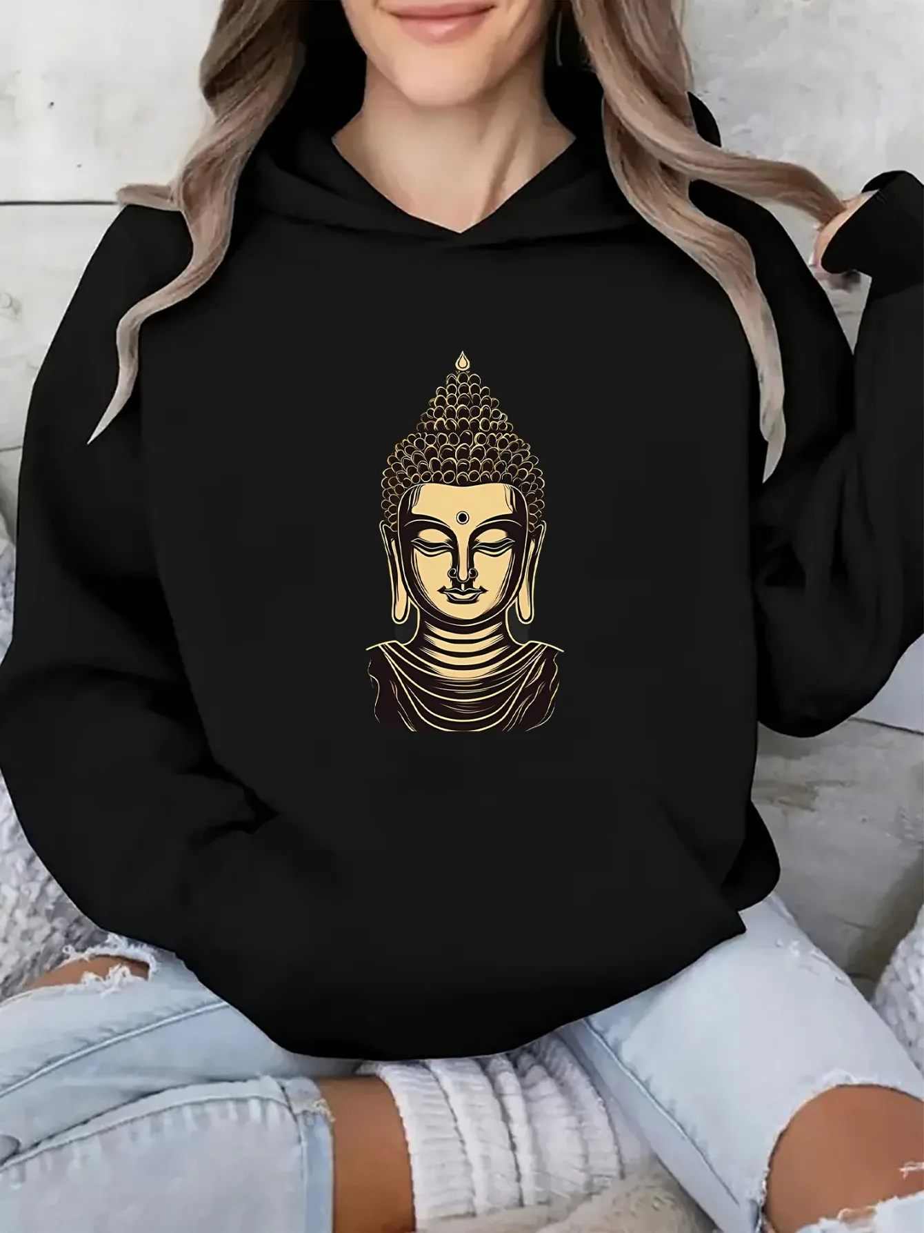 

Мужские и женские толстовки с графическим принтом Будды на осень и зиму из чистого хлопка, повседневные брендовые уличные спортивные тренировочные бренды