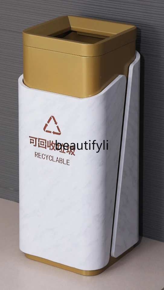 

Commercial stainless steel trash can, hotel shopping mall office public place vertical flip cover direct investment