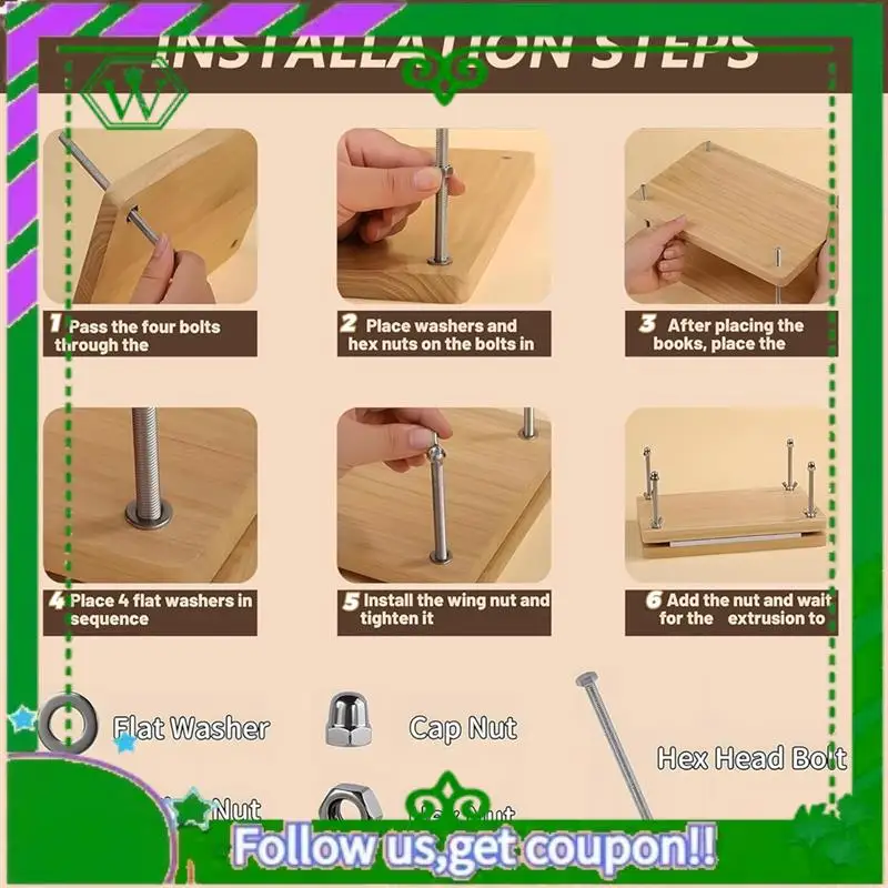 Reliable-Kits Wooden Book Pressmaterials Bookbinding Supplies Fordiy Awl Waxed Thread Bone Folder