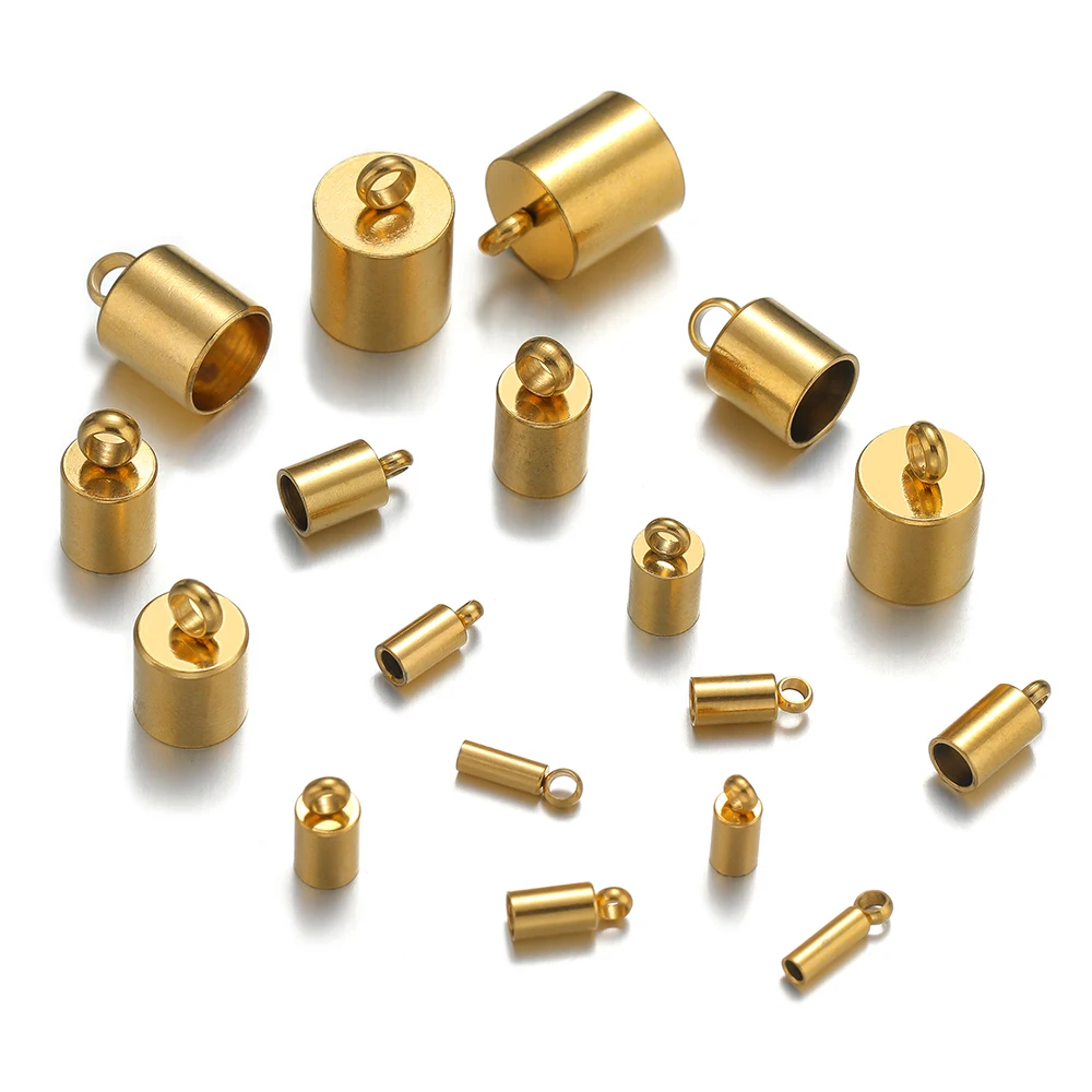 20pcs Stainless Steel Gold Plated Bucket Rope Cap Bead Caps for DIY Jewelry Making Bracelets Necklaces Accessories Findings