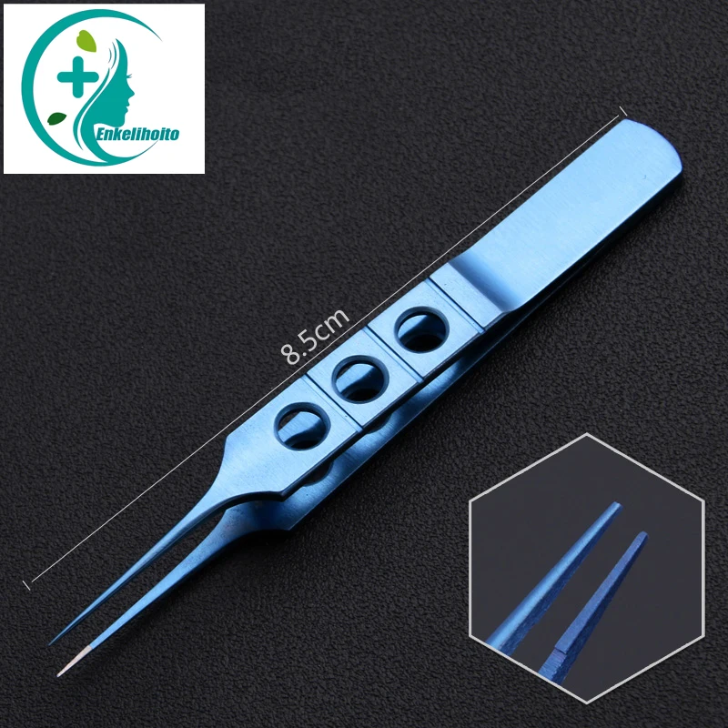 8.5cm Ophthalmic Micro Tweezers Surgical Straight Curved Platform Toothless Double Eyelid Tweezers