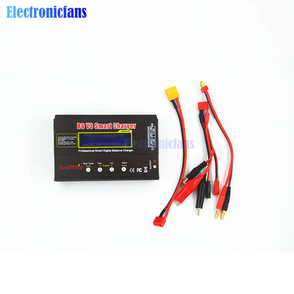 B6 V3 80W 6A Battery Charger 1S-6S Li-ion Lipo Ni-Cr Ni-MH Digital Balance Charger Discharger 12V Power Supply Adapter US Gauge