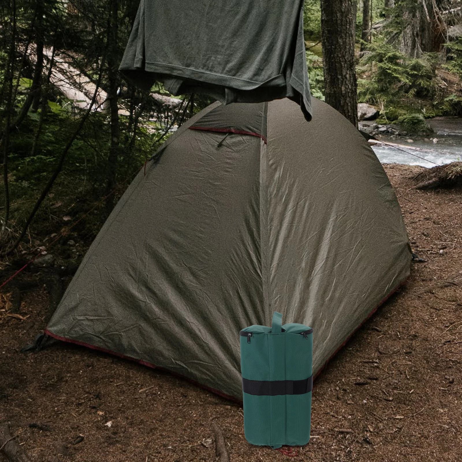 

2Pcs Outdoor Tent Weights Thickened Sunshade Fixing Sandbags Easy Install for Yard Market Beach Large Events Dark Green