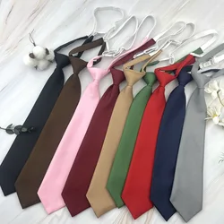 Trendy JK Ties College Student Shirt Suit Neckwear Solid Brown Neckties For Men Women Lazy-tie Bachelor's Uniform Short Neck Tie