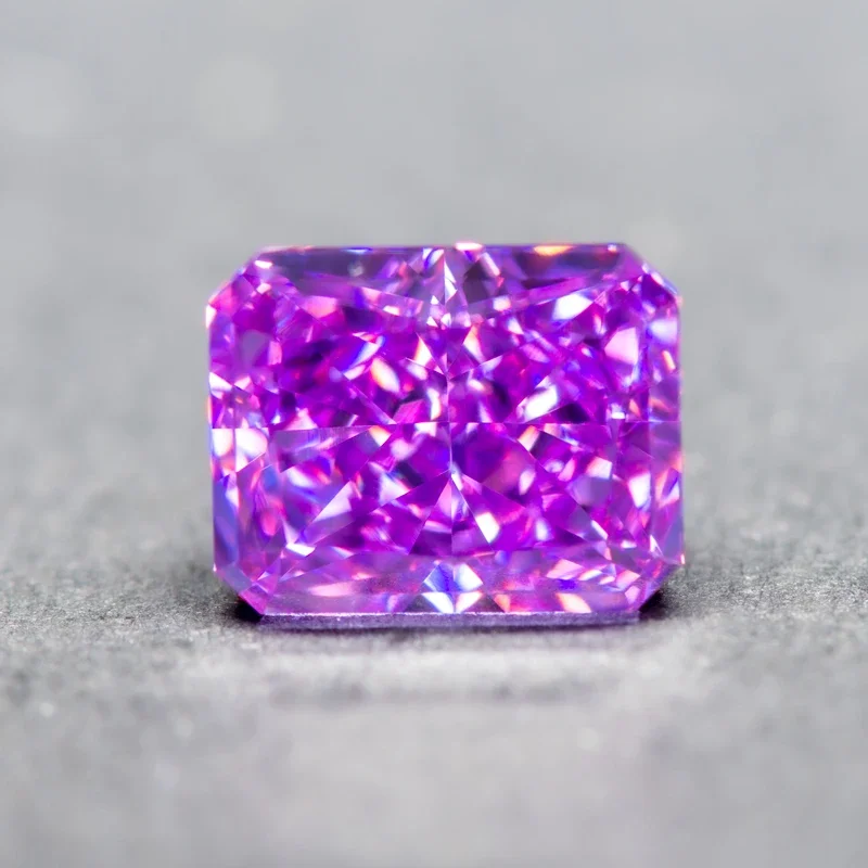 

Cubic Zirconia Radiant Shape Purple Color 4k Crushed Ice Cut High Quality Charm Gemstones for Jewelry Necklace Making Materials