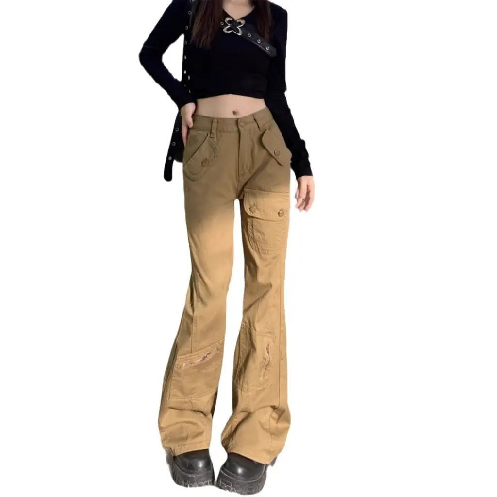 

Женские облегающие джинсы с высокой талией, новый американский хаки с несколькими карманами, осенняя спортивная мода