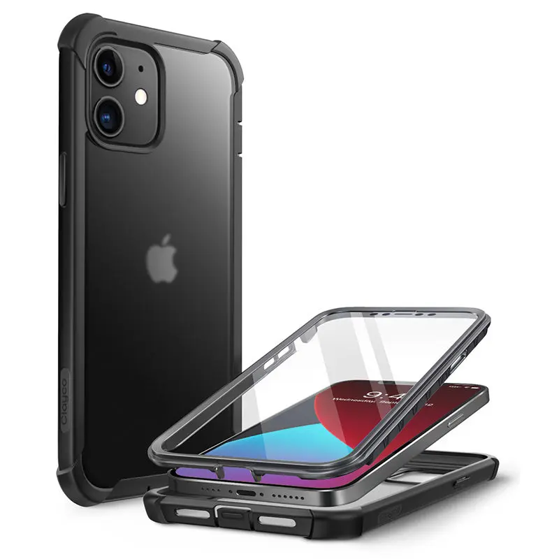 For iPhone 12 Mini Case 5.4 inch (2020) Clayco Forza Dual Layer Rugged Cover with Full-Body TPU Bumper Built-in Screen Protector