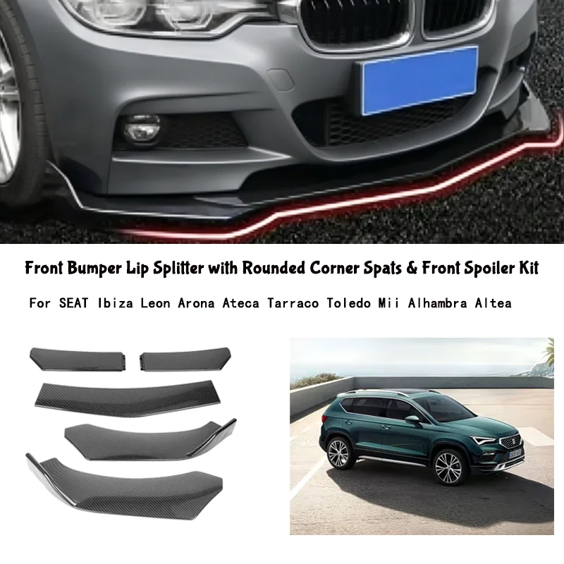 Kit de carrocería con divisor de parachoques delantero ajustable de 5 segmentos para SEAT Ibiza Leon Arona Ateca Tarraco Toledo Mii Alhambra Altea