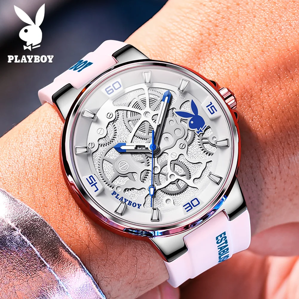 PLAYBOY High Quality Sports Quartz Watch for Men Fashion Silicone Strap Man Wristwatch Waterproof Luxury Top Brand Men\'s Watches