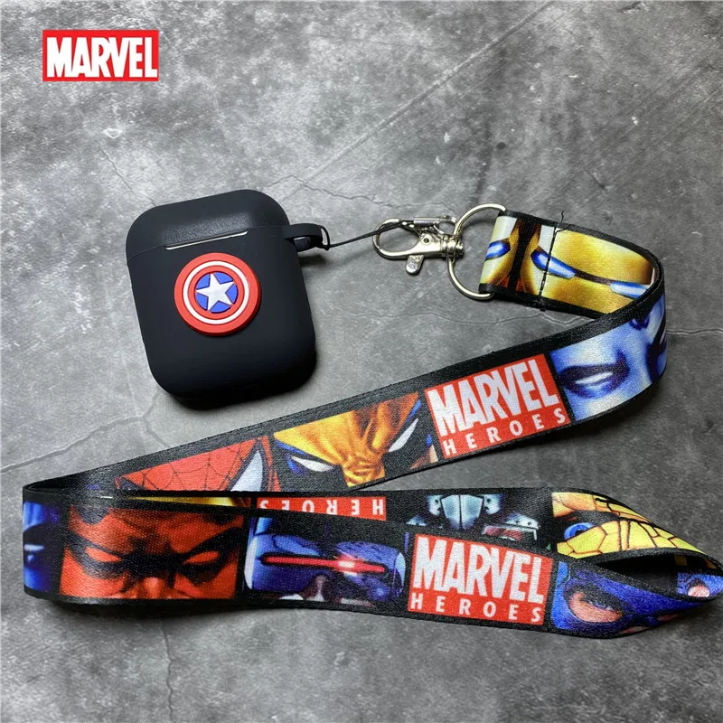Marvel dos desenhos animados caso do fone de ouvido para airpods 1/2 macio silicone sem fio bluetooth carregador capa protetora com cordão