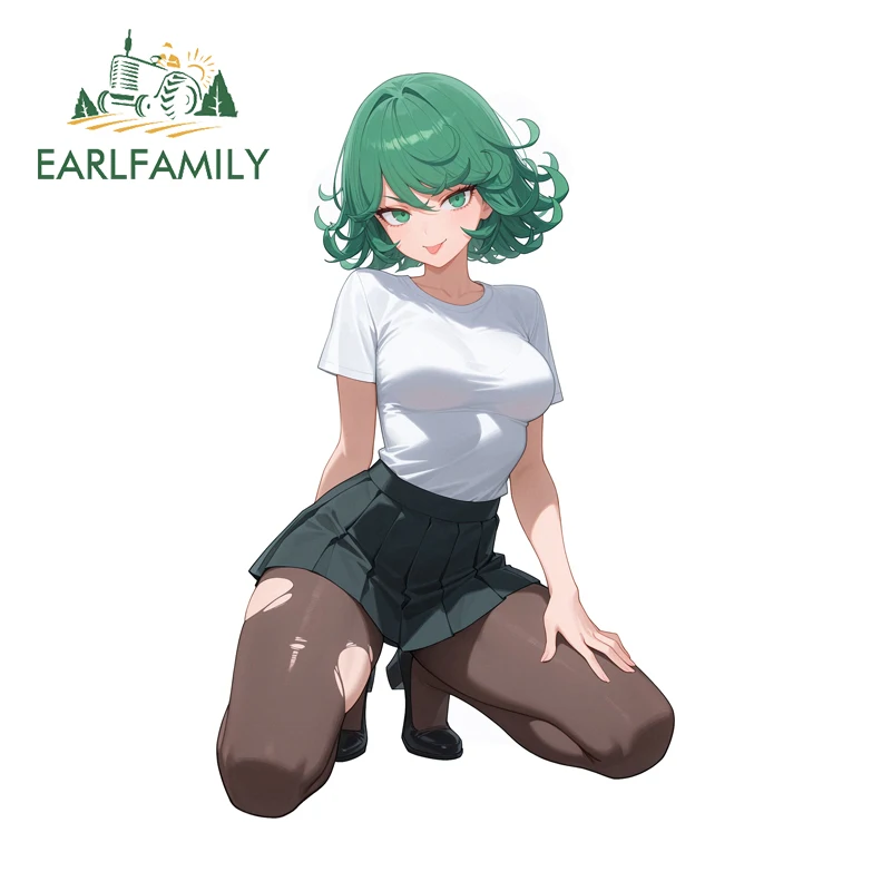 EARLFAMILY Black High Heels Capital Tatsumaki Car Stickers Personalized Decoration Style Pretty Computer Cooler Host Decal
