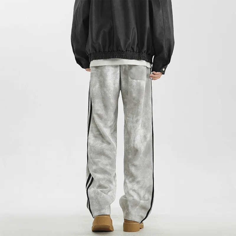 

American style trendy brand pants for men in spring 2025, new loose straight leg high street versatile and sporty casual pants