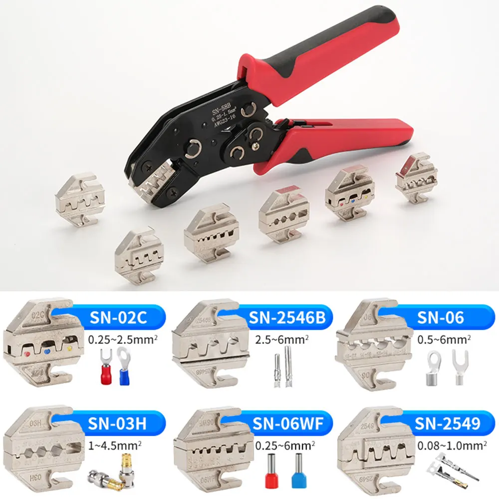 Crimping Tool Set Pressed Pliers Electrician Tools Electrical Terminals Clamp Electronics Pressing Connector Hand Jaws 58B