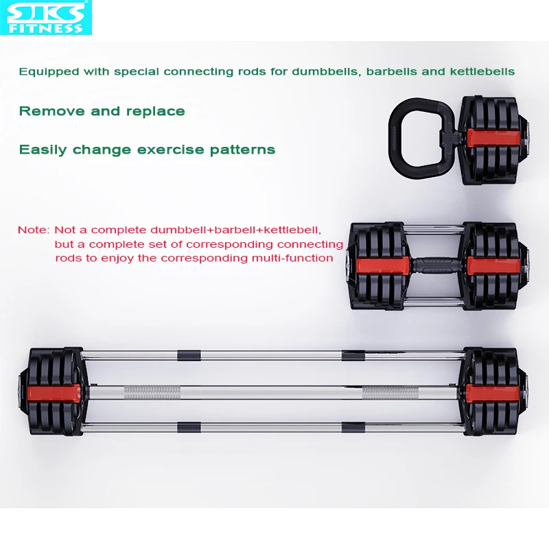 

3 in 1 Multifunctional Adjustable Dumbbell Set, Automatic Adjustment Barbell, Strength Training Kettlebell