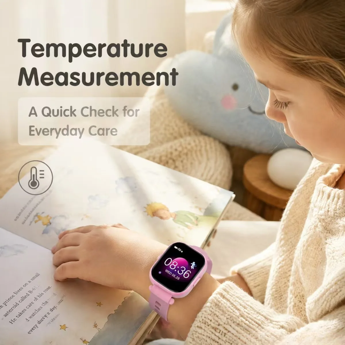 H39 kids smart watch with temperature measurement, heart rate monitoring, IP68, step counting, outdoor multi-function sportwatch