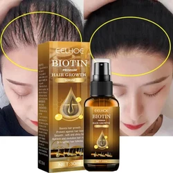 Biotin-Solution de Croissance Capillaire pour Homme et Femme, Spray Réparateur Perte de Cheveux, Huile de Croissance de Cils, Sérum Rapide, Barbe, 30ml