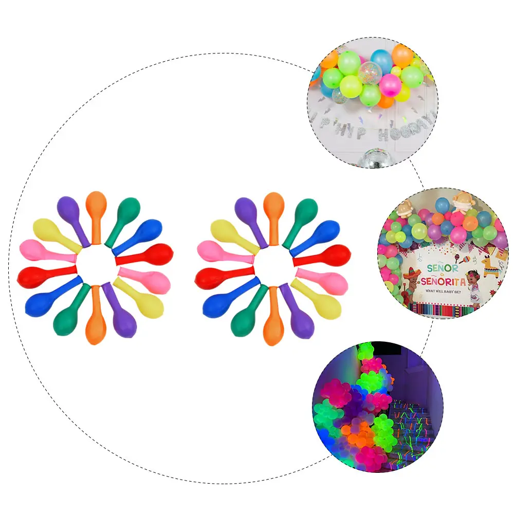 

50 Pcs Fluorescent Balloon Latex Balloons Decoration Extra Large Emulsion Night Shiny Light Supplies