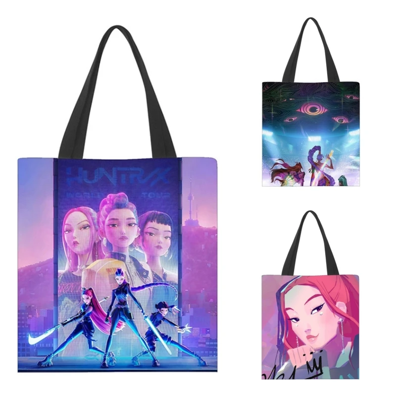KPop デーモンハンターズアニメ周辺キャンバスバッグファッショナブルなショッピングハンドバッグかわいい弁当バッグ子供のおもちゃ漫画誕生日ギフト