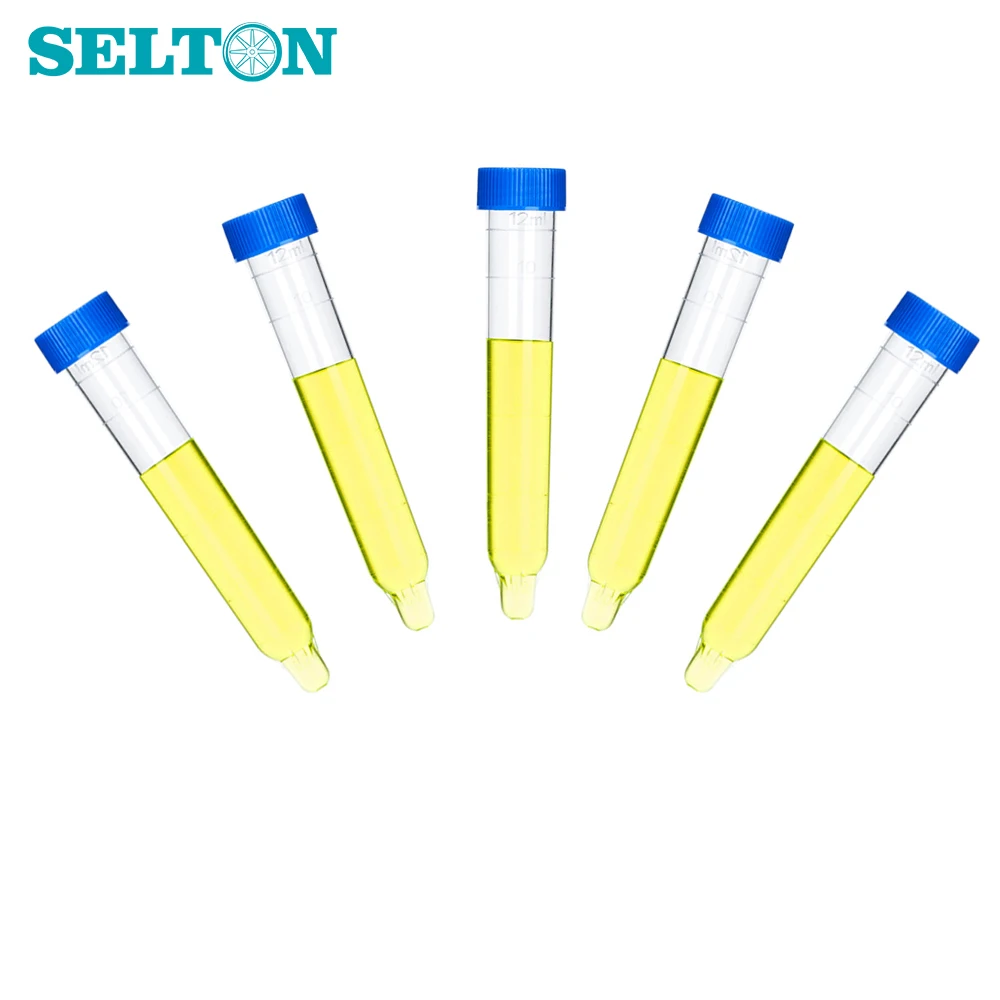 Urine Sediment Stest Tube 12ml Screw Plastic Cover With Scale Transparent Convex Bottom Urine Test Physical Examination