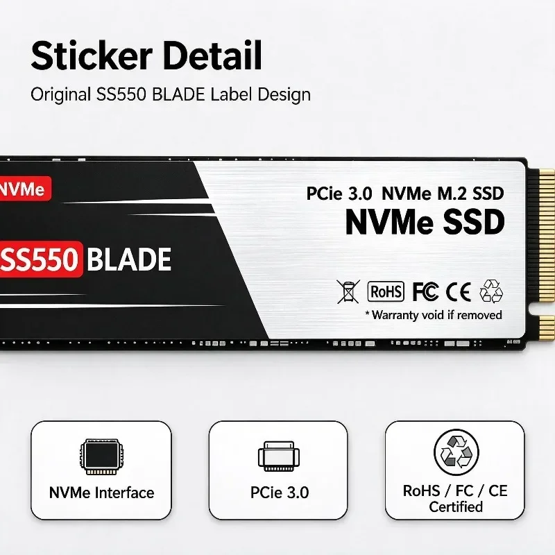 Internal Solid State Drive SS550 M.2 NVMe SSD PCIe Gen3.0 x3 M.2 2280 High Speed Storage for Desktop Laptop PC