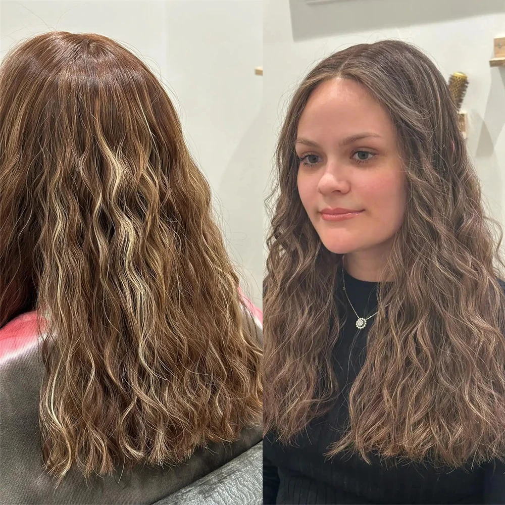 

Synthetic Lace Front Wig for Women Deep Curly Wavy Wig for Women Blonde Brown Highlights Natural Density Wig Not Easy to Tangle