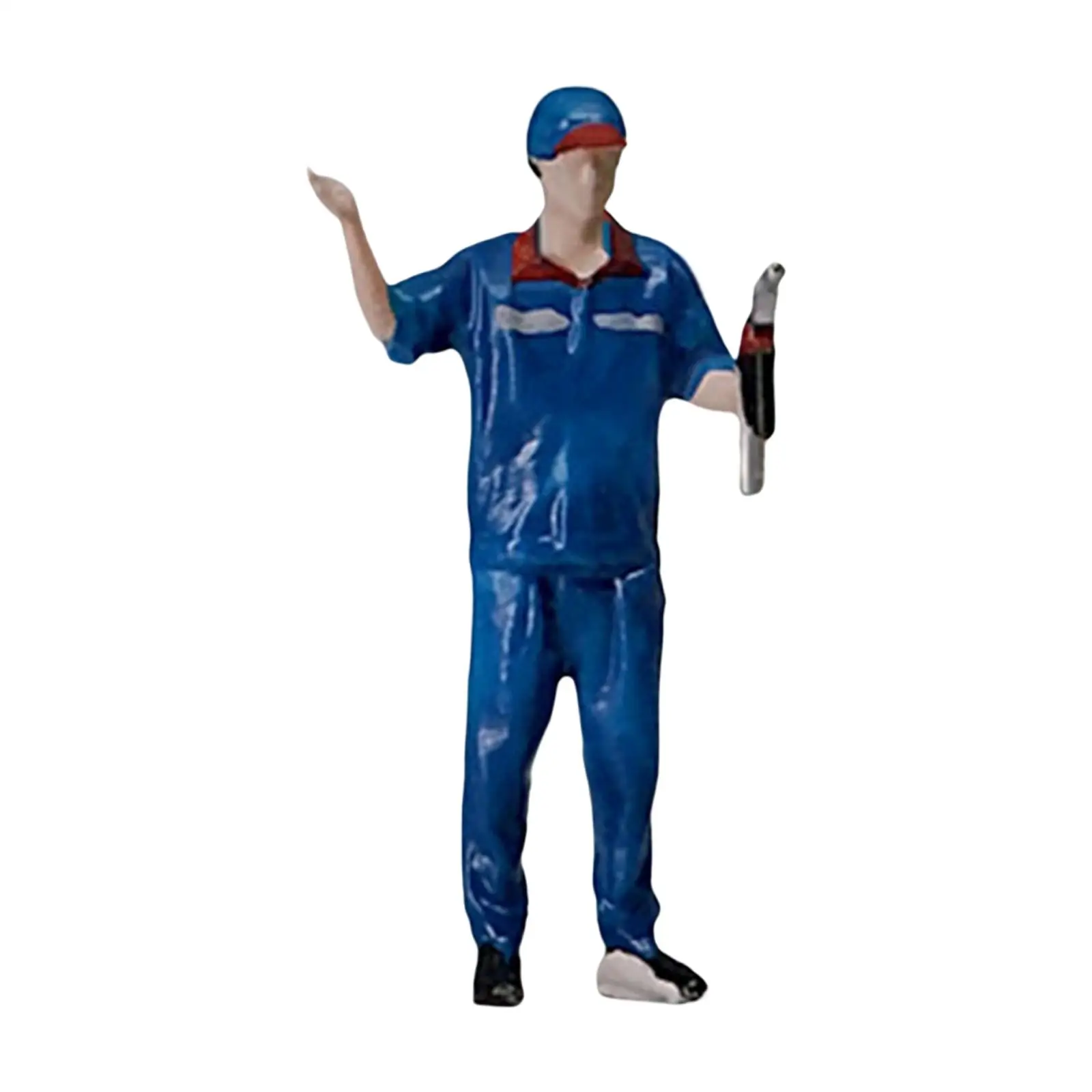 手描きの1/64スケールミニチュアモデルガソリンスタンドの人々フィギュアジオラマ