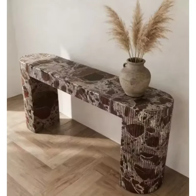 Современный элегантный консольный стол JZ Stone Ballagio Rosso Levanto с легкоочищаемой мраморной столешницей, гарантия 1 год, для гостиной