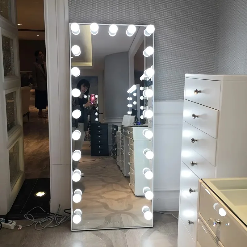 

[Горячая распродажа] В наличии в США Голливудское косметическое зеркало с сенсорным диммером, зеркало для тела в полный рост с беспроводным динамиком для макияжа, напольное зеркало