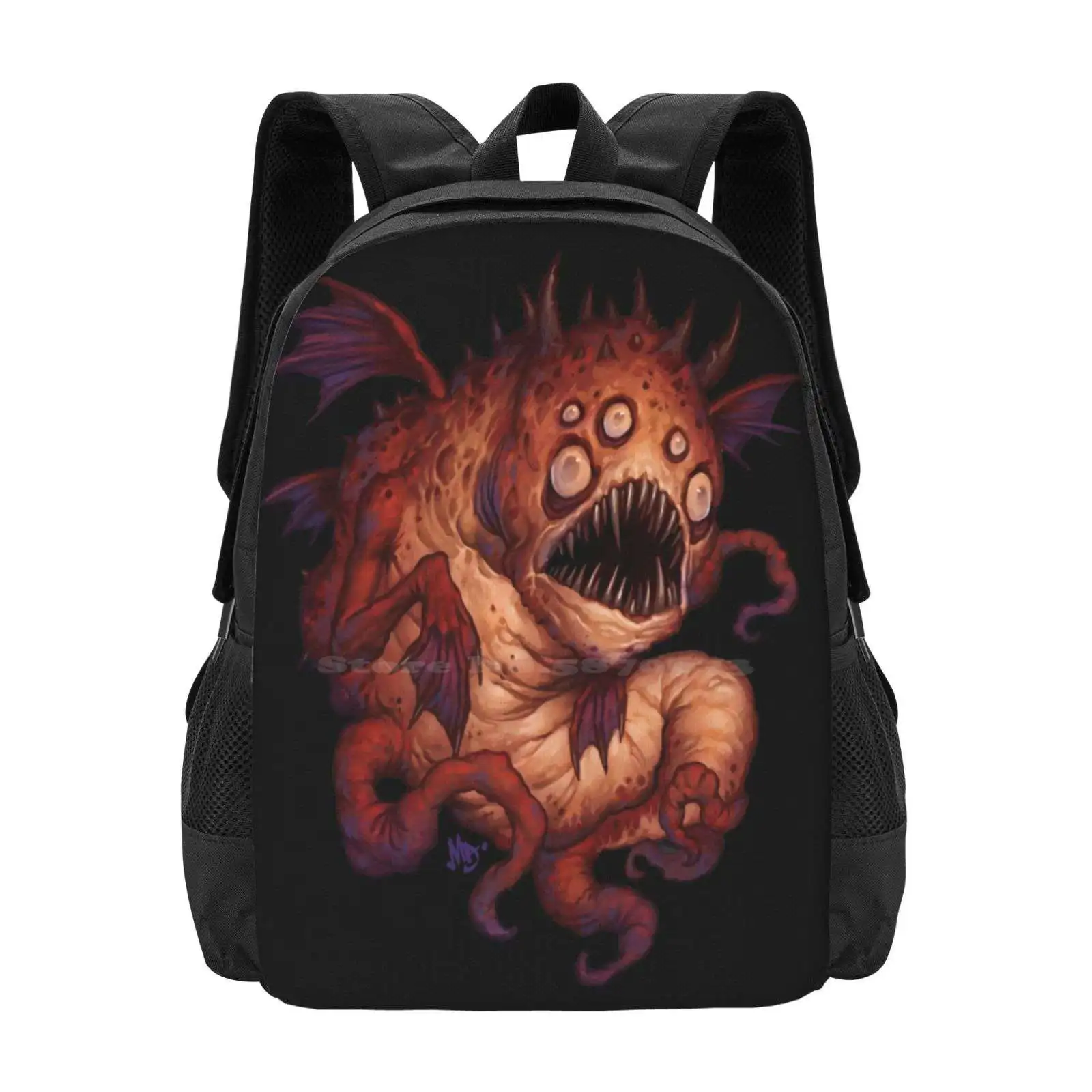 Dagon Large Capacity School Backpack Laptop Bags Monsters Books Scary Creature Thing Dagon Silly