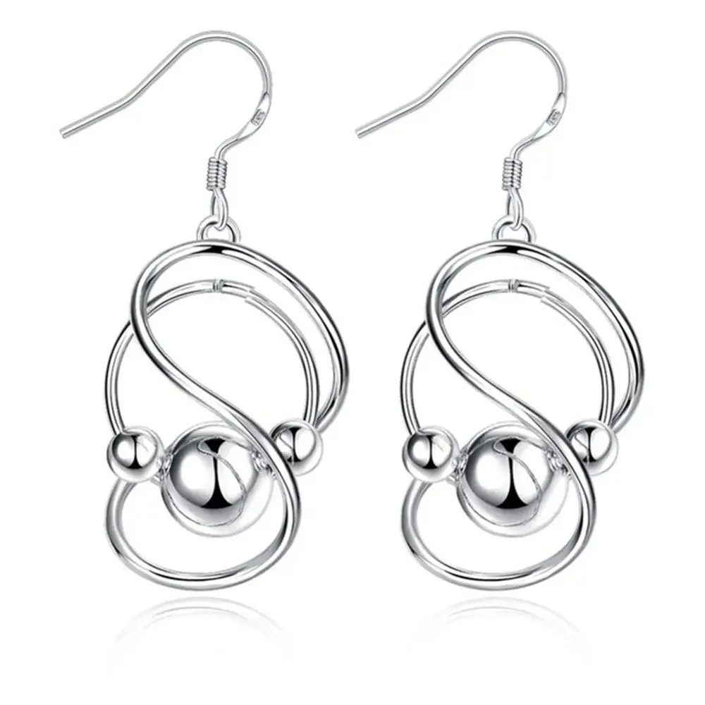 Hot New 925 Sterling Silver Earrings Korean Vintage Twisted Ball Long Dangle  for Women Fashion Gifts Wedding Jewelry