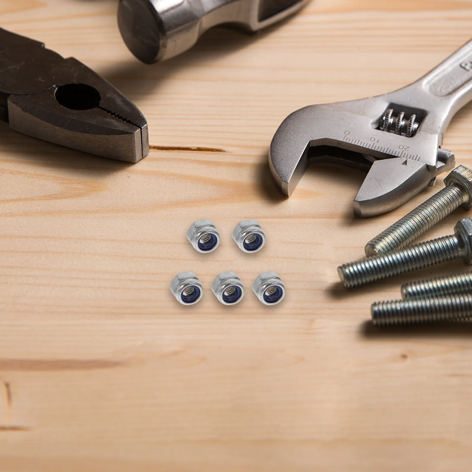 

100Pcs Lock Nuts Set 304 Stainless Steel Nylon Thread Locking for Automotive Machinery Electronic Equipment Nuts