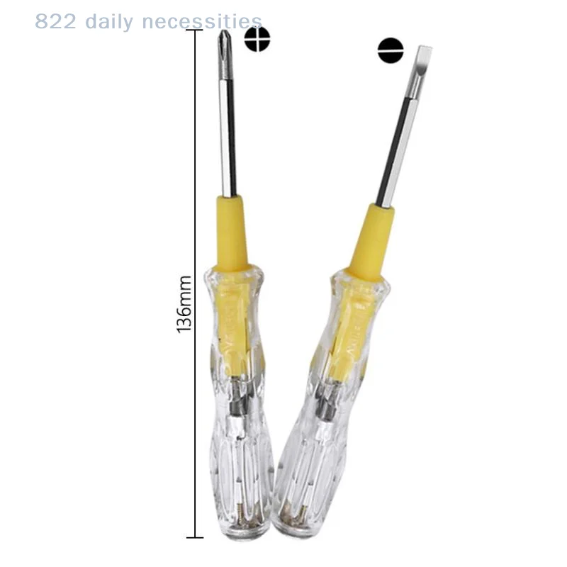 3Pcs Electrical Test Pen 100-500V Electric Tester Multifunctional Test Pencil Slotted Double-Headed Screwdriver Tester Pen