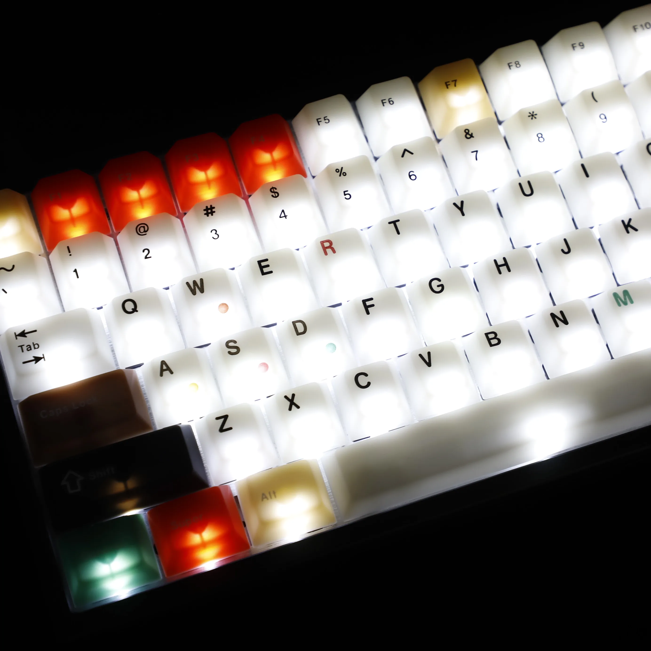 Ymdk luz de nevoeiro retrô jade macio lâmpada mista perfil cereja pc teclas personalizadas para teclados mecânicos 61/64/68/84/87/96/104/108 mx