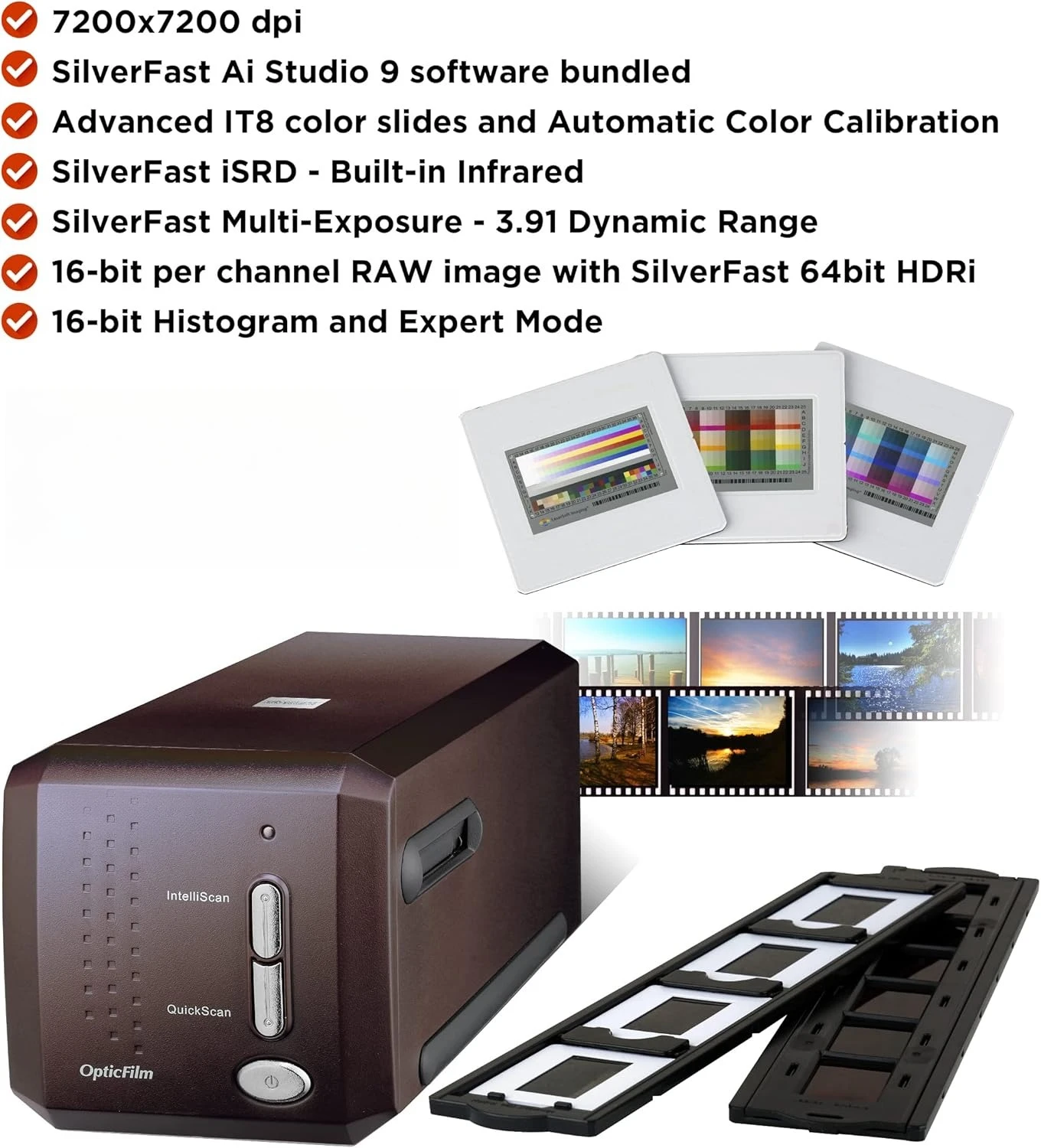 الماسح الضوئي لفيلم Ai 8300i - يحول فيلمًا مقاس 35 مم والانزلاق إلى رقمي، يتضمن هدف معايرة IT8 المتقدم (3 شرائح) شعبية جديدة