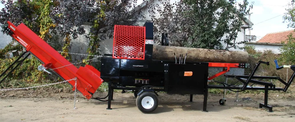 Self Feeding Firewood Processor Customized  Log Splitter Hydraulic Trailer Wheel Conveyor Wood Processor for Forestry Operation