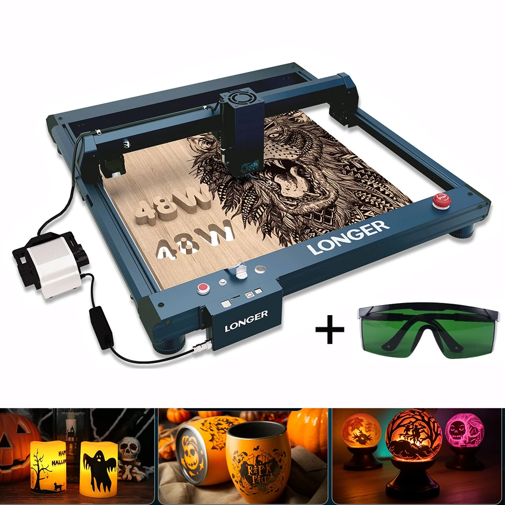 LANGER B1 48W Laserschneid-Graviermaschine Gravierschneider + Luftpumpen-Assistent-KIT DIY Halloween- und Weihnachtsgeschenke CNC-Werkzeuge