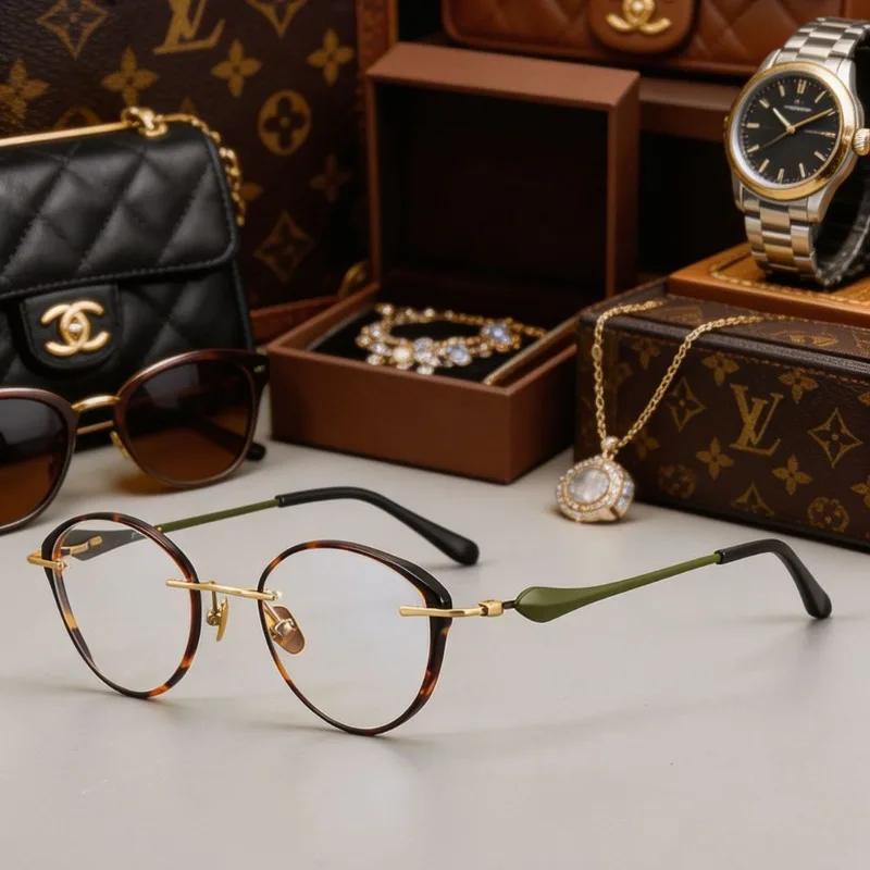 Premium Temperament Women's Ultra-light Pure Titanium Myopia Glasses Frameless Removable Oval Acetate Frame Prescription for Men